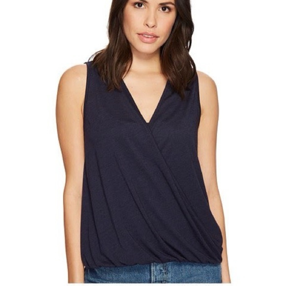Sophie Max Deep Blue Draped Tank Top